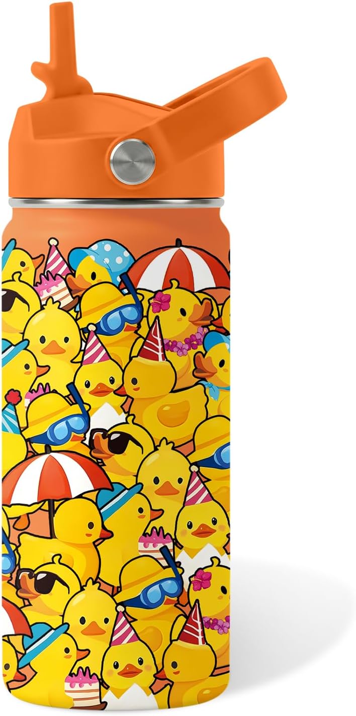 Strawberry Gifts for Kids - 16oz Pink Kids Water Bottle with Straw Lid, Stainless Steel Insulated Water Bottle, Leakproof, BPA-Free, for Girls, School, Strawberry Lover Children Birthday Gift Cup(1pc)