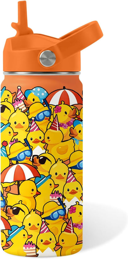 Strawberry Gifts for Kids - 16oz Pink Kids Water Bottle with Straw Lid, Stainless Steel Insulated Water Bottle, Leakproof, BPA-Free, for Girls, School, Strawberry Lover Children Birthday Gift Cup(1pc)