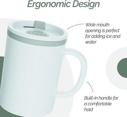 Copco Iconic 16oz Double Wall Insulated Desk Mug with Lid & Handle, Set of 2, BPA-Free Reusable Plastic, Spill-Resistant, Microwave & Dishwasher Safe, Wide Mouth (Grey)