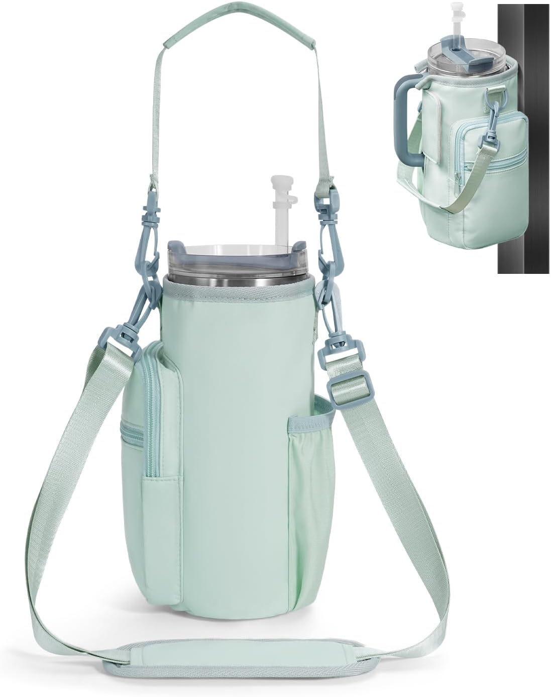 sportsnew Magnetic Gym Bag for Women Men, Crossbody Insulated Cup Sleeve Water Bottle Carrier Holder with Strap for 40oz Tumbler with Handle, 4 Built-in Magnets Small Gym Bag for Workout, Walking