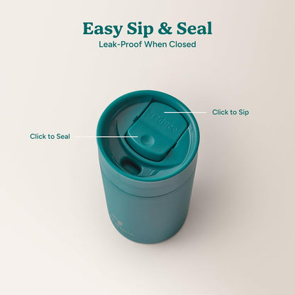 REDUCE Perk 10oz Insulated Coffee Tumbler – Leak-Proof with Lockable Lid and Vacuum Insulation–Durable Stainless Steel–Fits Car Cup Holders–One-Handed Travel Mug in Sand Leopard Print-Gentle Lavender