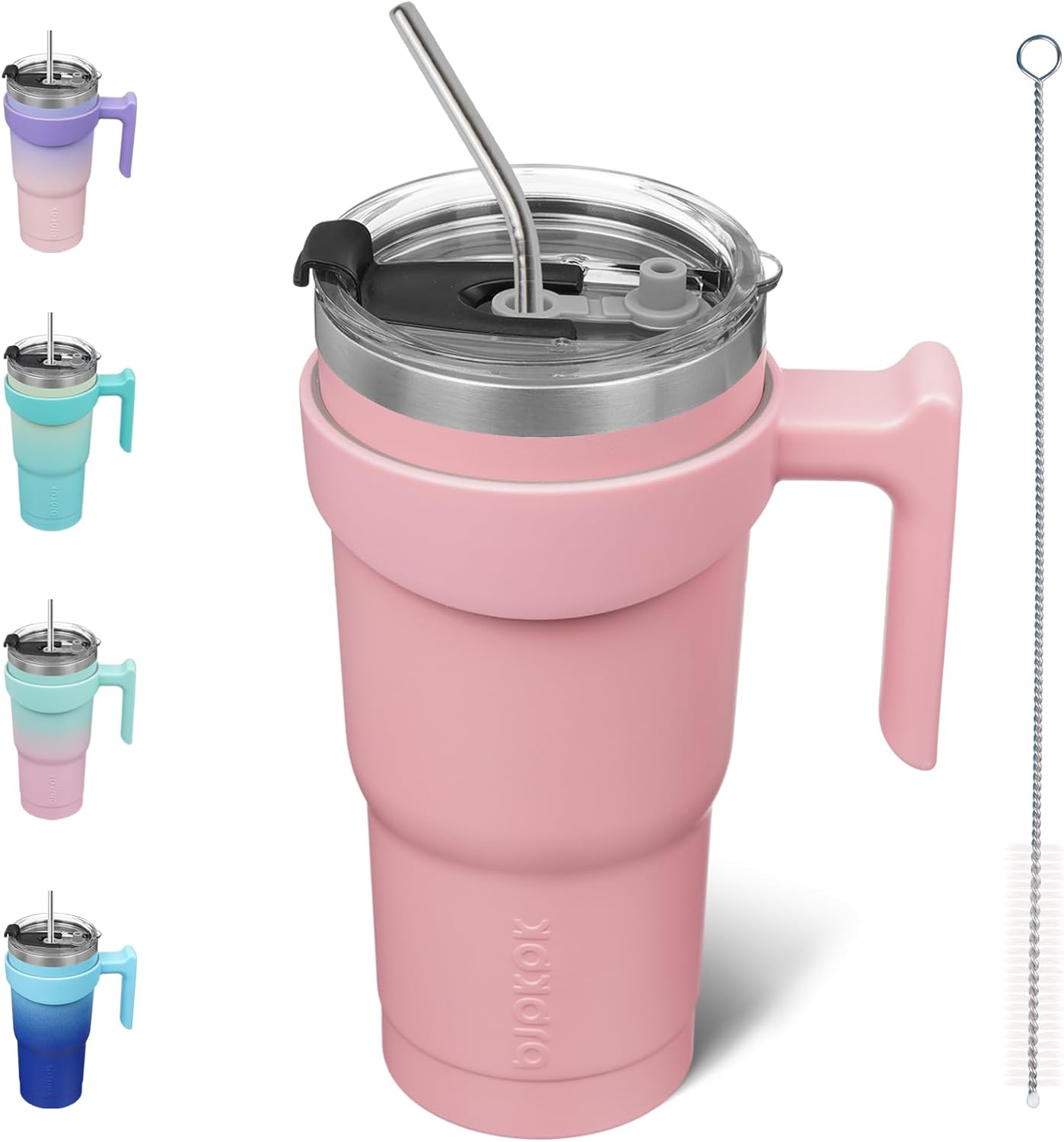 BJPKPK Tumbler With Handle And Straw Lid 40 oz Stainless Steel Insulated Coffee Tumbler Cups For Home, Office or Car,Turquoise
