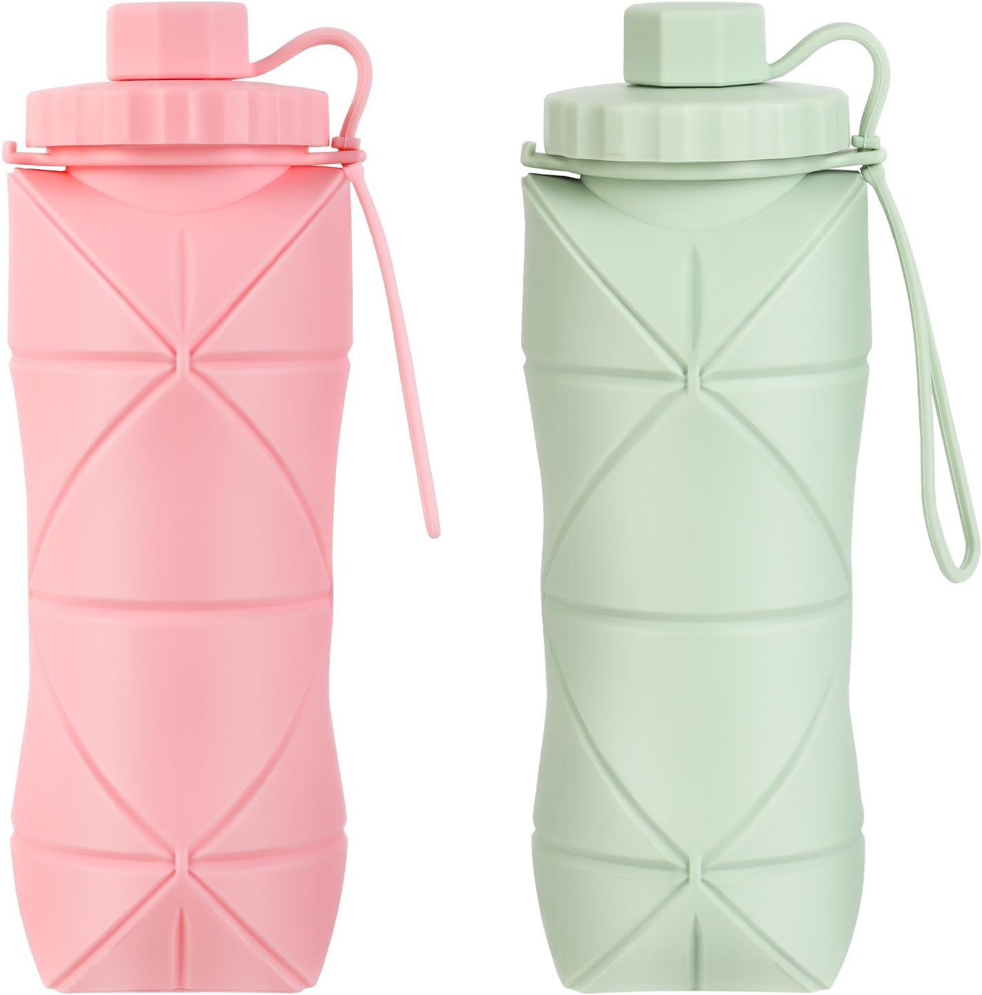 YCT Collapsible Water Bottle 17oz（500ml），Travel Portable Sport Water Bottle，Reusable Silicone Foldable Water Bottles for Gym Camping Hiking (Purple+Black)