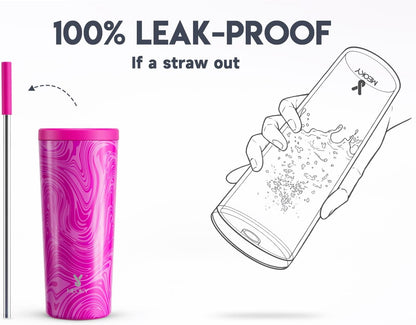Meoky 24 oz Insulated Tumbler with Lid and Straw, Stainless Steel Vacuum Insulated Tumbler, Keeps Cold for 24 Hours, 100% Leak Proof, Fits in Car Cup Holder (Night)