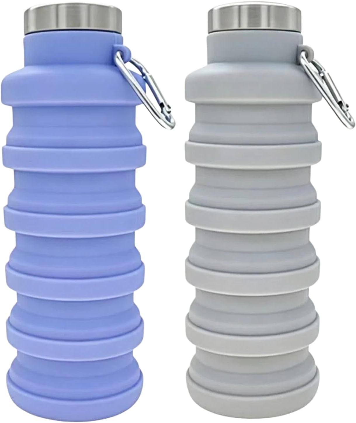 YCT Collapsible Water Bottle 17oz（500ml），Travel Portable Sport Water Bottle，Reusable Silicone Foldable Water Bottles for Gym Camping Hiking (Purple+Black)