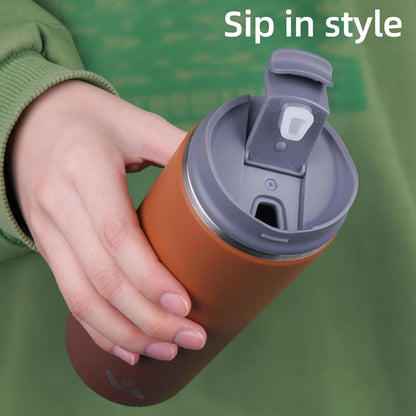 Konokyo Tumbler with Lid, 16 oz Travel Coffee Mug Double Wall Vacuum Stainless Steel Thermal Metal Cup Insulated Water Bottle,Navy Blue