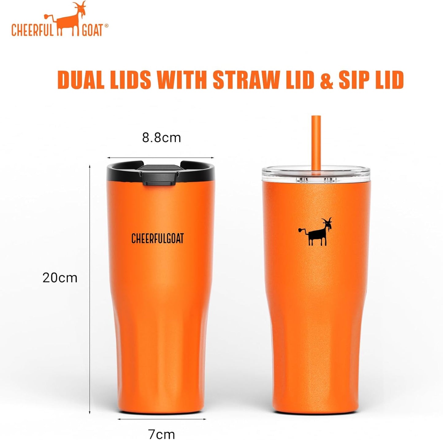 CHEERFUL GOAT Ceramic Lined Coffee Travel Tumbler - Stainless Steel Travel Mug with Ceramic Liner and Lid, 21 OZ Cup for Hot and Cold Beverages at Home or on the Go (Latte Ombre)