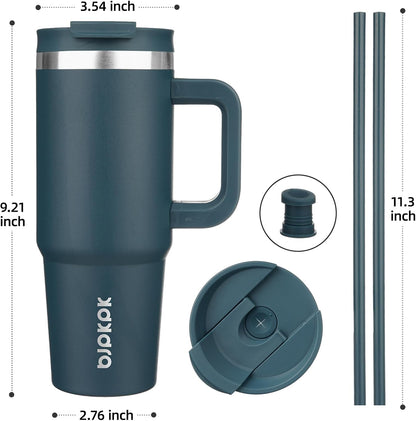 BJPKPK 30oz Stainless Steel Insulated Tumbler With Handle And Lid Straw Travel Coffee Mug Thermal Cup,Black