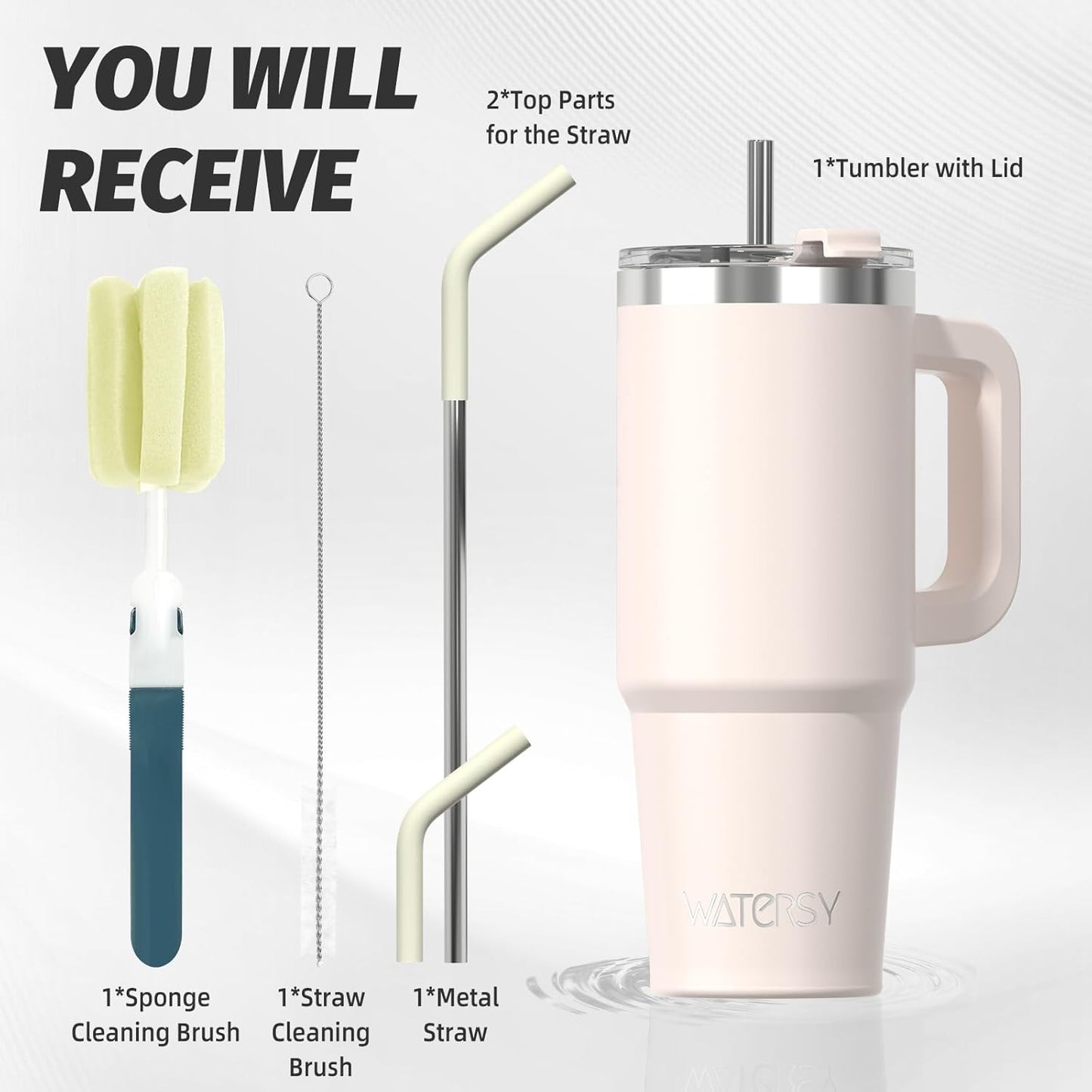 40 oz Tumbler with Handle,Tumbler with Lid and Straw,Double Wall Insulated Cup Stainless Steel Travel Mug(Cold for 34 Hours),Water Bottle for Iced Tea,Coffee,Cold Beverages(Purple)