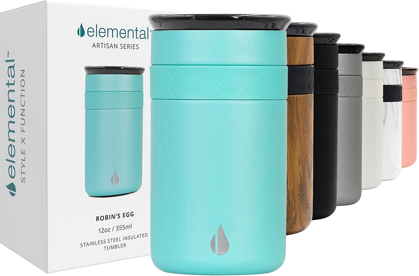 Elemental Artisan Insulated Tumbler, Triple Wall Coffee Travel Mug, Reusable Stainless Steel Coffee Tumbler with Ceramic Lid, Thermal Coffee Cups for Hot (6 Hrs) & Cold (18 Hrs), 16oz - Forest Green