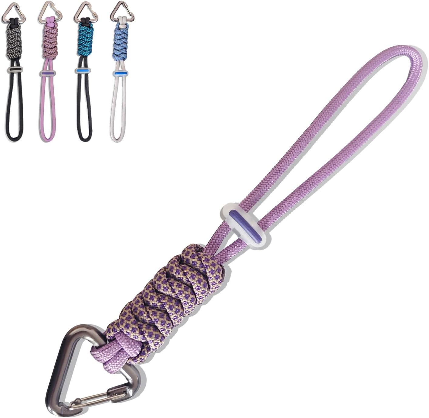 Paracord Keychain - Triangle/D-Shaped Carabiner Clip with Lanyard for Hanging Water Bottle, Key, Backpacks and More