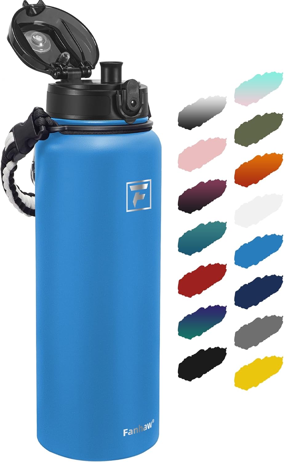 Fanhaw 20 oz Insulated Stainless Steel Water Bottle with Anti-Dust Chug Lid, Leakproof Vacuum Metal Everyday Use Bottle for Kids, Teens & Adults, Back to School Essentials (Green Blue)