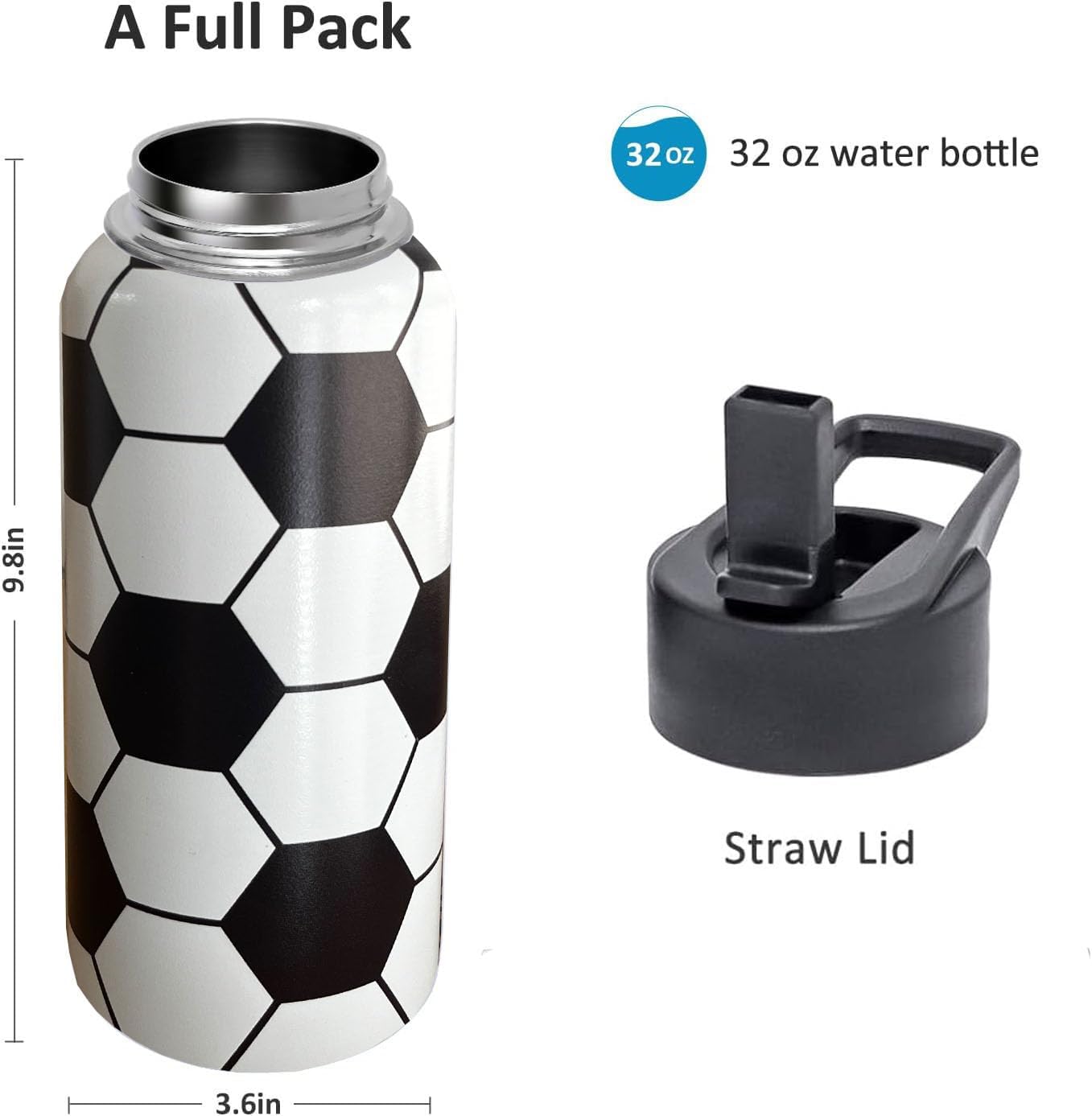 32oz Pickleball Water Bottle Insulated Vacuum Stainless Steel Tumbler Travel Mugs With Straw for Game Sport,Pickleball Accessories