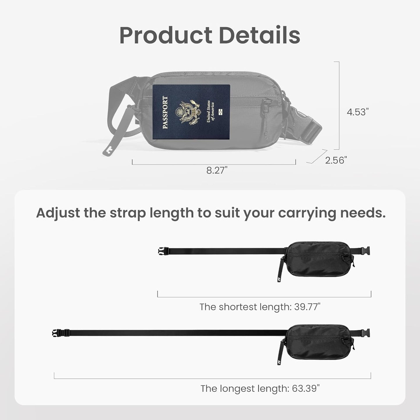 tomtoc 3.5L Sling Bag with RFID Blocking, Crossbody Bag Chest Shoulder Pack for Men and Women, Water-resistant Lightweight Casual Waist Fanny Pack for Travel/Daily Use