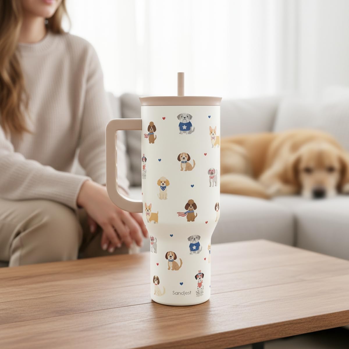 SANDJEST Pickleball 40oz Tumbler With Handle and Straw, Pickleball Queen Insulated Stainless Steel Travel Coffee Mug for Women Girls Players, Gift Idea for Birthday Christmas Mothers Day