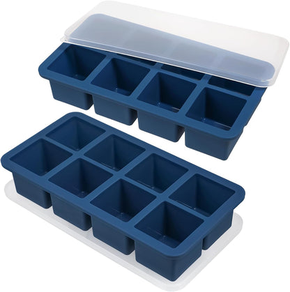 Webake Water Bottle Ice Cube Tray with Silicone Lids, 2 Pcs Long Ice Stick Molds - Stackable & Space-Saving, Perfect for Highball Drinks, Cocktail Parties & Sports Bottles
