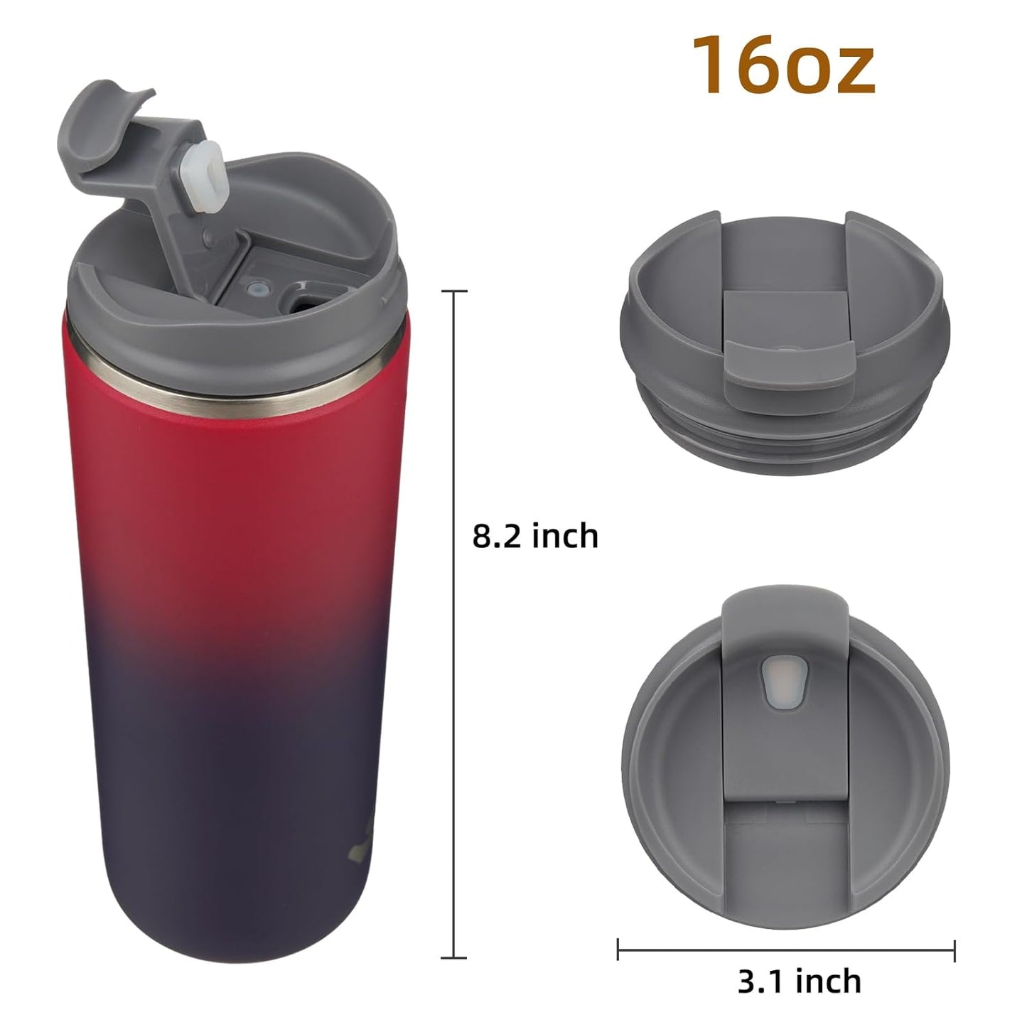 Konokyo Tumbler with Lid, 16 oz Travel Coffee Mug Double Wall Vacuum Stainless Steel Thermal Metal Cup Insulated Water Bottle,Navy Blue