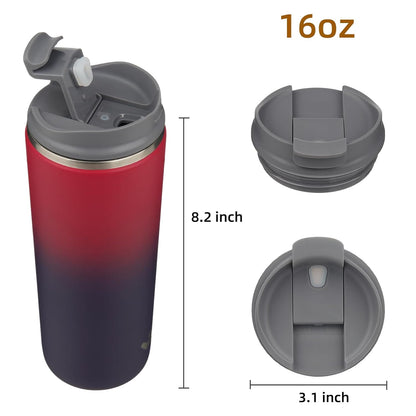 Konokyo Tumbler with Lid, 16 oz Travel Coffee Mug Double Wall Vacuum Stainless Steel Thermal Metal Cup Insulated Water Bottle,Navy Blue