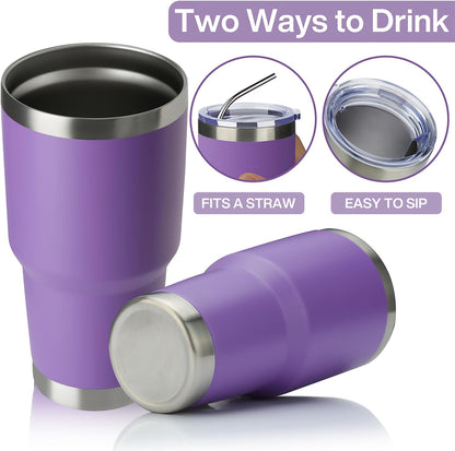 MEWAY 30oz Tumbler Double Wall Vacuum Insulated Travel Mug, Stainless Steel Tumbler with Lid, Durable Powder Coated Insulated Coffee Cup for Cold & Hot Drinks (Silver,1 PACK)