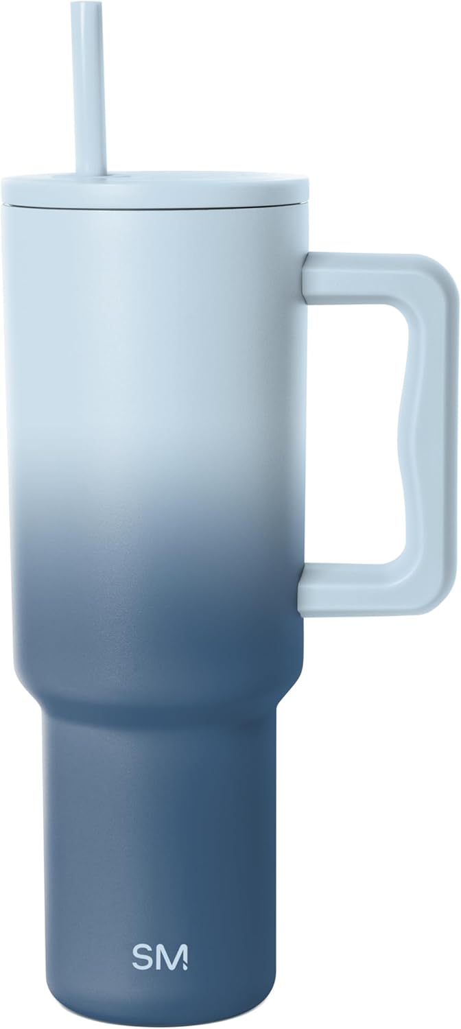 Simple Modern 40 oz Trek Tumbler with Handle and Straw Lid | Cup Holder Friendly Insulated Stainless Steel Travel Mug | Sea Glass Sage - Colors C