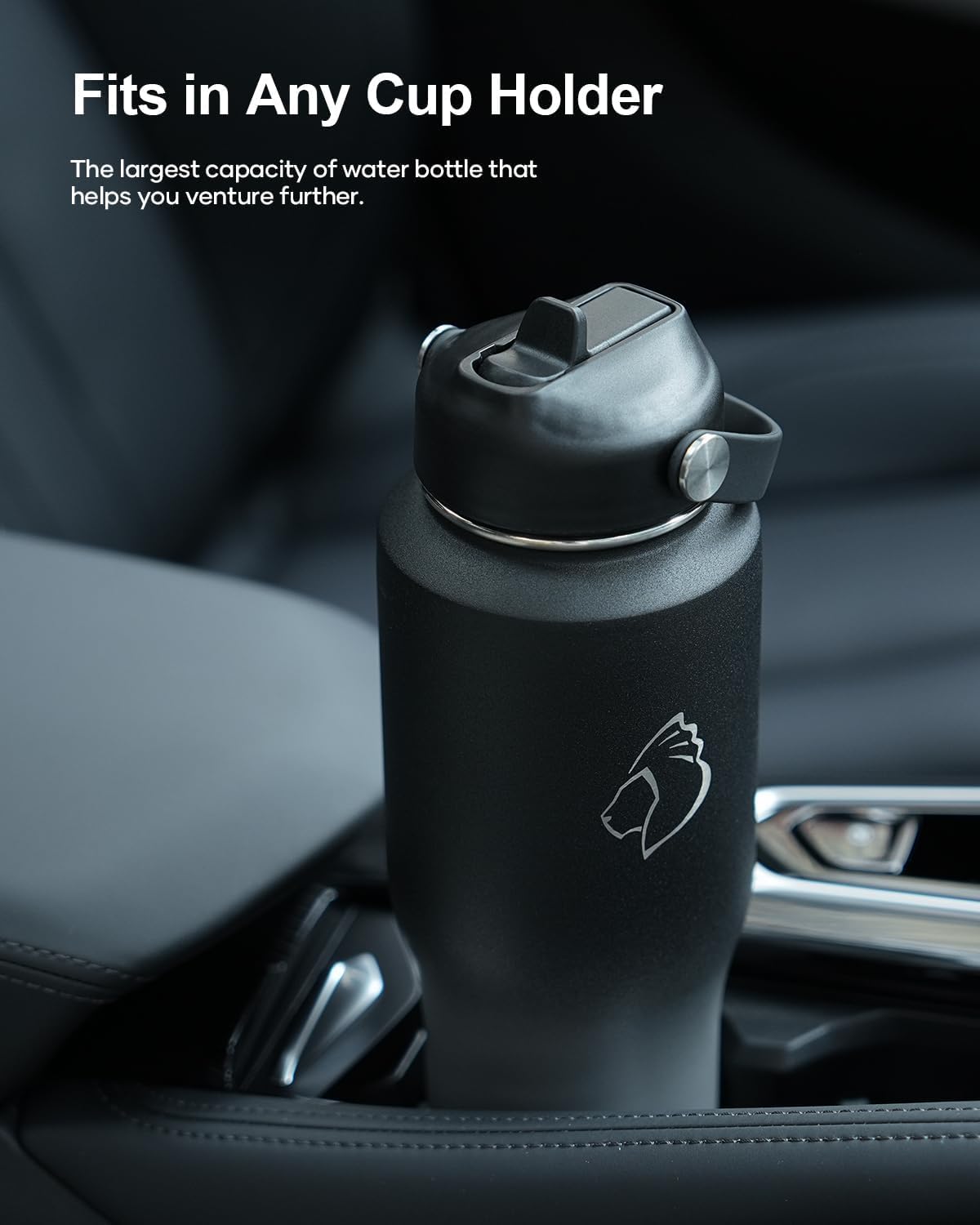 BUZIO 40oz Insulated Water Bottle Fits in Any Car Cup Holders, 40oz Vacuum Insulated Tumbler with Lids and Straw for Water, Travel Mug Cupholder Friendly, Leakproof Keep Cold & Hot, Indigo Crush