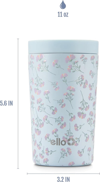 Ello Miri 16oz Vacuum Insulated Stainless Steel Travel Mug, Leak-Proof Slider Lid, Keeps Hot for 5 Hours, Perfect for Coffee or Tea, BPA-Free, Fits Most Cupholders, Holiday Gift, Speckle