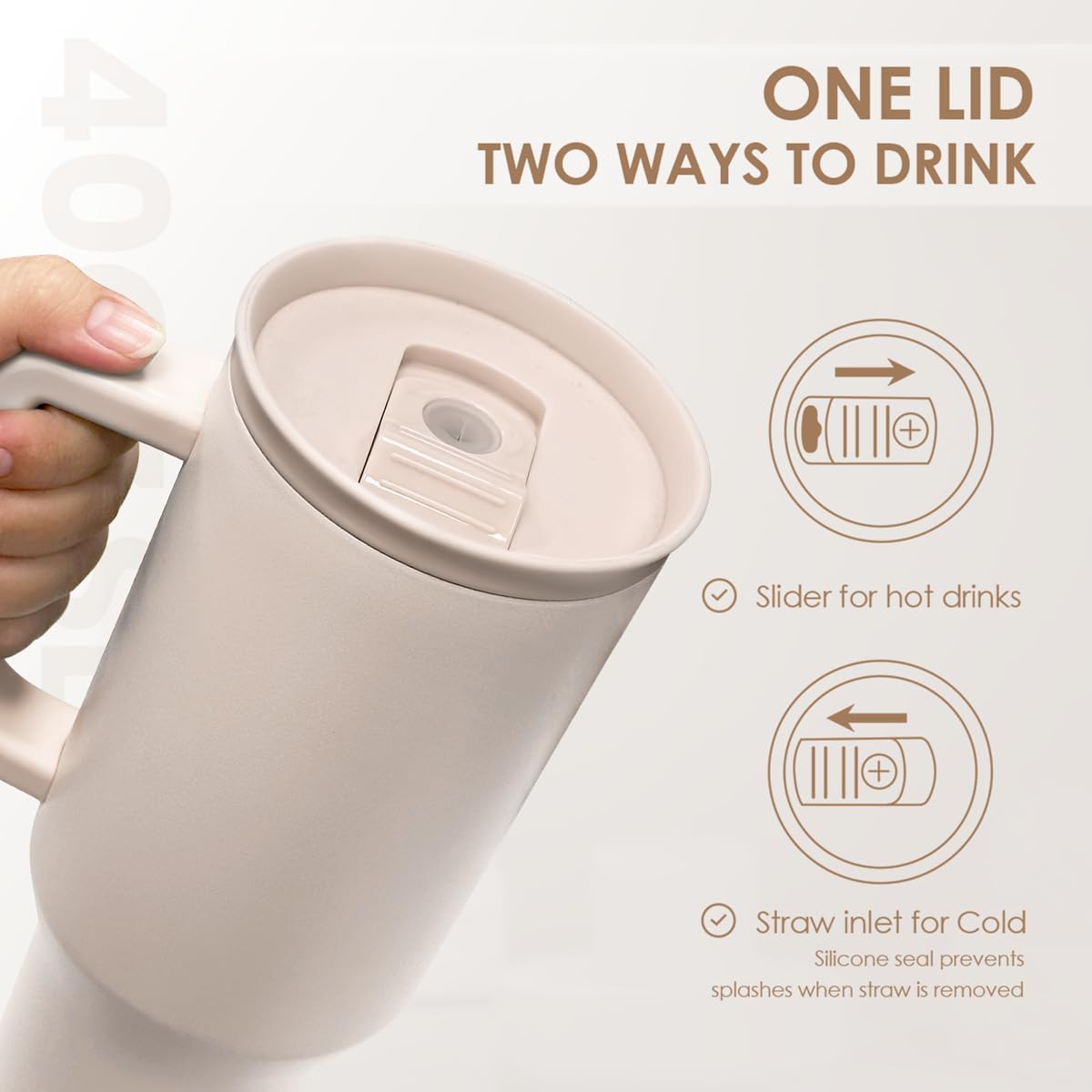 Floral Tumbler with Handle 40oz, Stainless Steel Insulated Tumblers Coffee Travel Mug Cup with Straw, Flower Coffee Cup Gifts for Women Girls, Gift for Her on Christmas Birthday Mothers Day