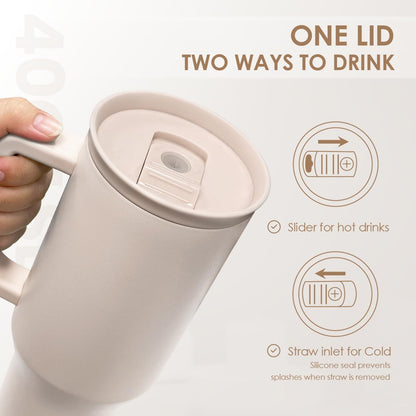 Floral Tumbler with Handle 40oz, Stainless Steel Insulated Tumblers Coffee Travel Mug Cup with Straw, Flower Coffee Cup Gifts for Women Girls, Gift for Her on Christmas Birthday Mothers Day