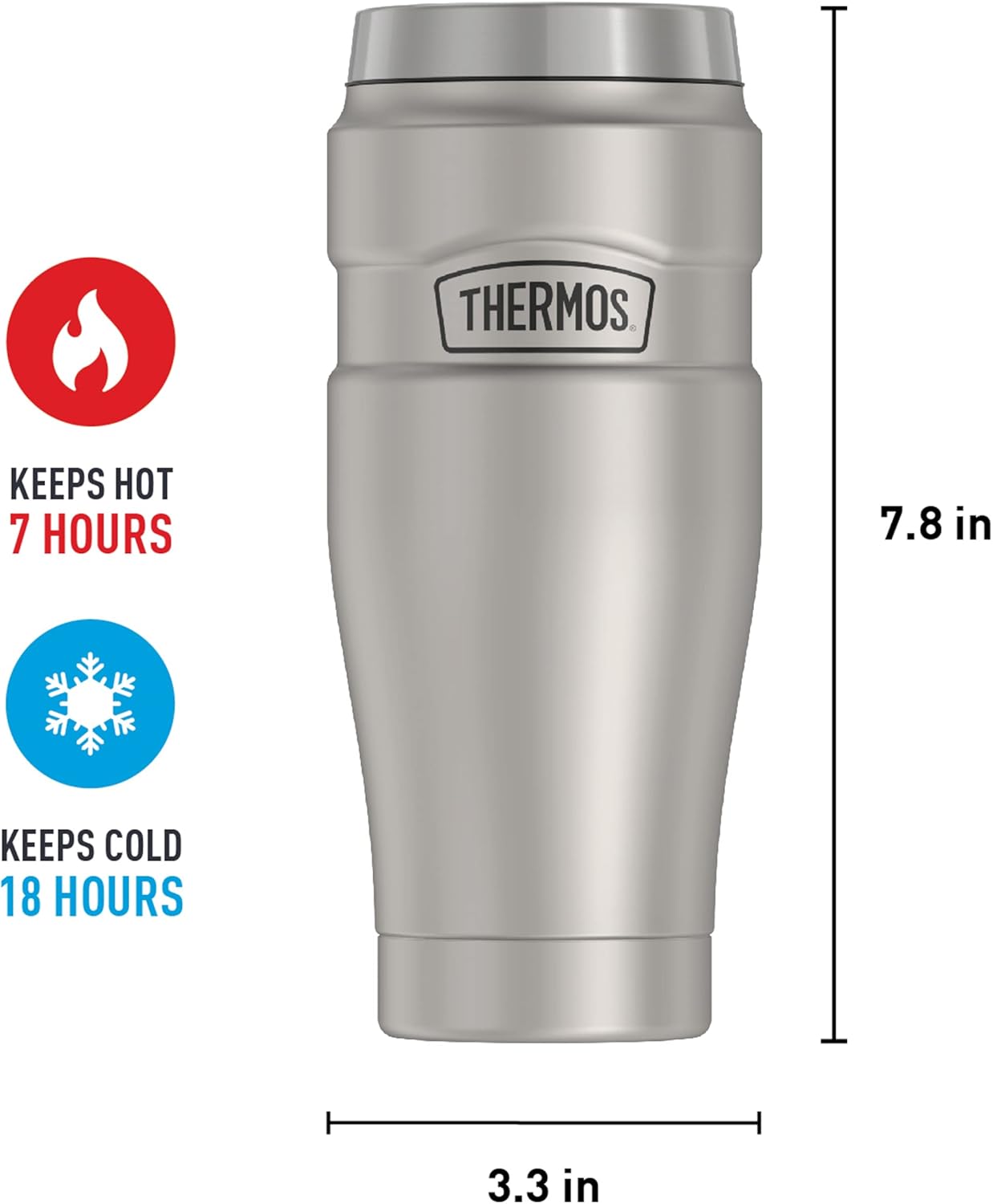 THERMOS Stainless King Vacuum-Insulated Stainless Steel Tumbler - 16oz, Midnight Blue - Insulated Coffee Tumbler for Hot & Cold Drinks - Leak-Proof & Sweat-Proof for Commuting & Traveling