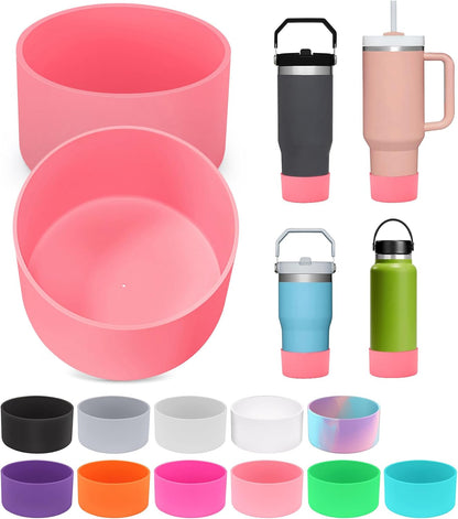 PICcircuit 2PCS for Stanley Boot, Silicone Bottom for Quencher Adventure 40oz 30oz IceFlow 20oz 30oz Bottle&for Hydroflask Tumbler 12-24oz for Stanley Cup Accessories Avoid Scratches&Noise