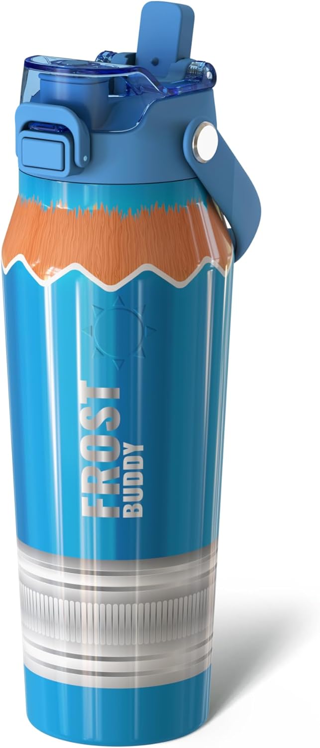 Frost Buddy 24oz Insulated Water Bottle with Straw & Chug Lid | Leak-Proof Stainless Steel | 24-Hours Cold | Sweat-Proof, Cup Holder Friendly | Ideal for Gym, Travel, Sports & Everyday Hydration - Colors A