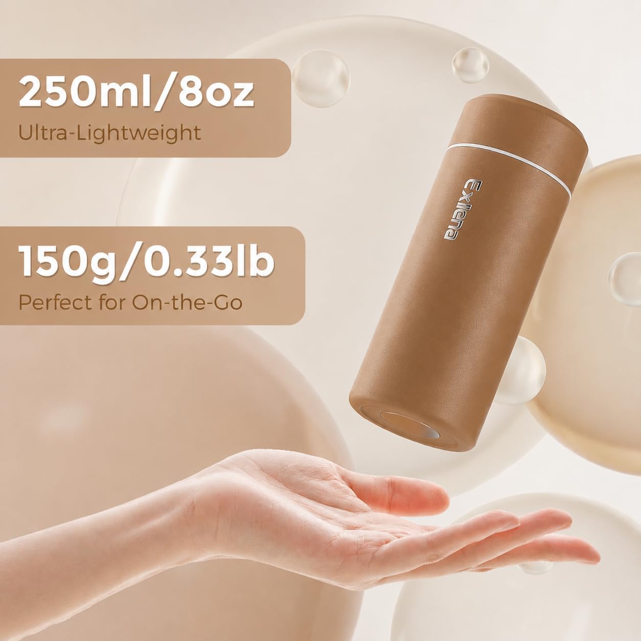 【Upgraded】Exllena Small Insulated Water Bottle 12 oz/350ml– Mini Insulated Water Bottle for Hot & Cold Drinks, Perfect Small Water Bottle for Travel, Purse...(Greyish Blue)