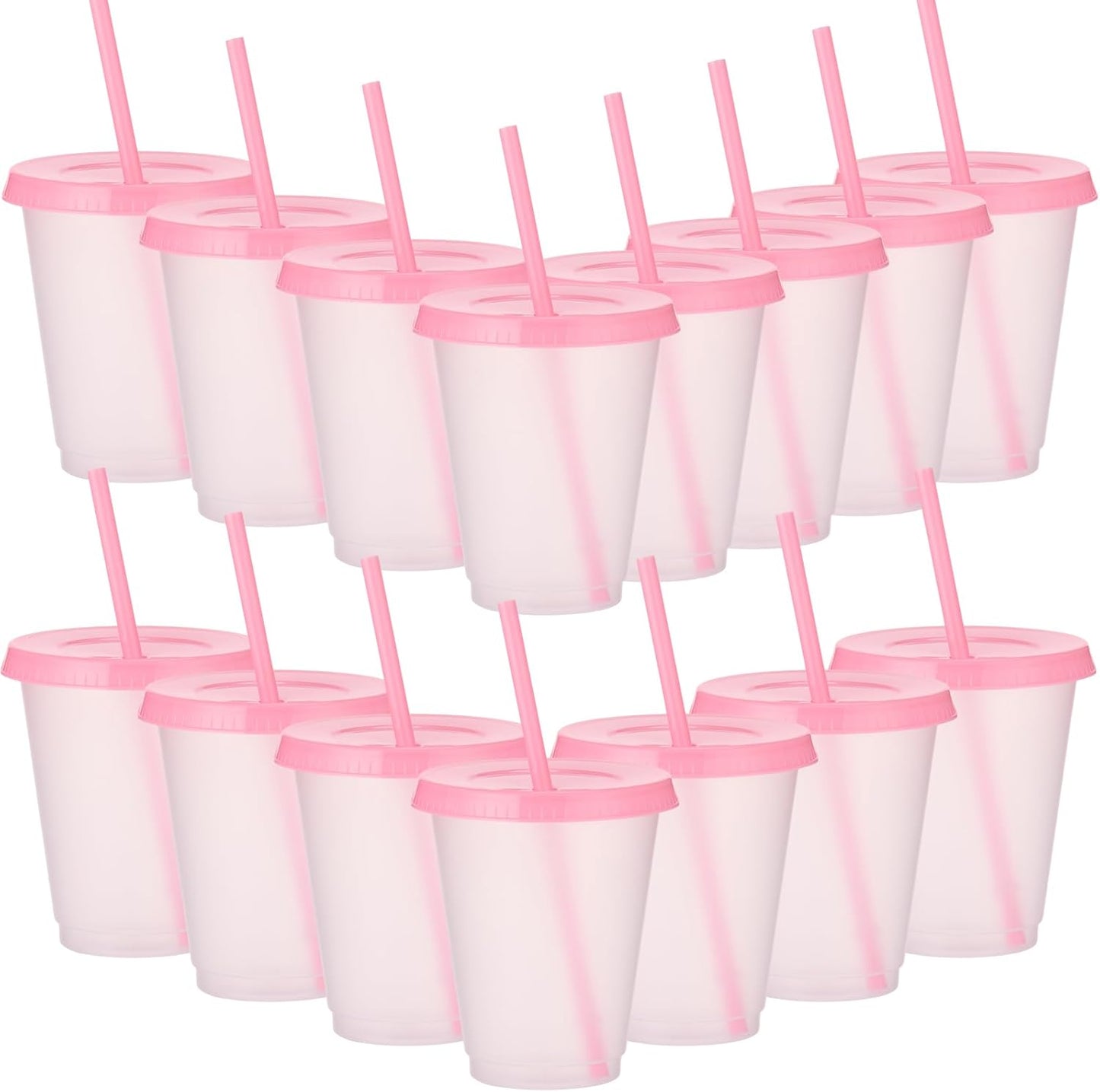 Sieral 30 Pack Cups with Lids and Straws Kids Tumbler with Straw Reusable Water Bottle Iced Coffee Travel Mug Adults Plastic Cups for Parties 16 oz (Candy Colors)