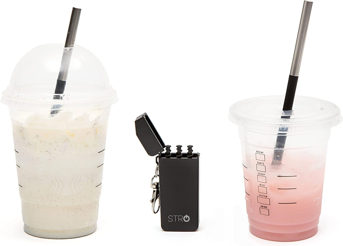 STRO Portable Reusable Metal Straw with Travel Case & Built-in Cleaning Brush, Stainless Steel Straws Drinking Straw for 20 and 30 oz Tumblers, Cans, Bottles, Cups