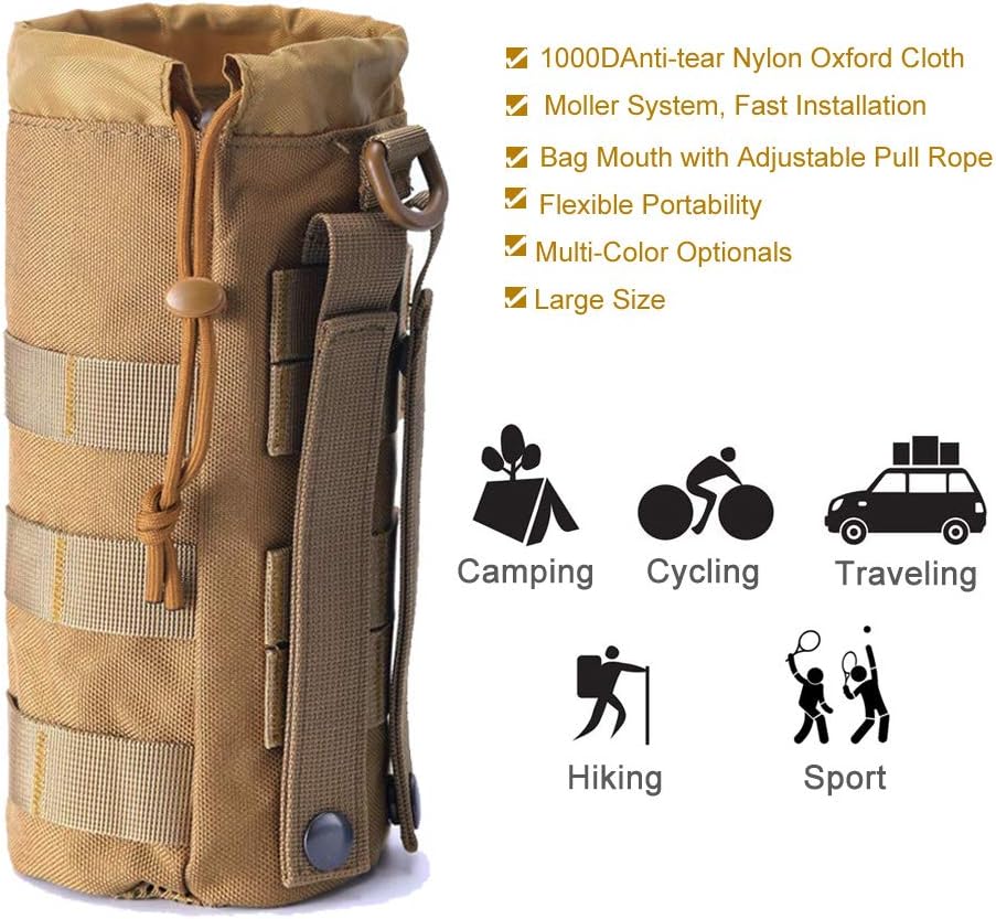Upgraded Tactical Drawstring Molle Water Bottle Holder Tactical Pouches