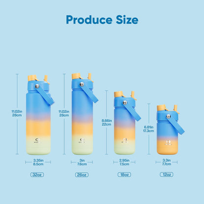 ENCOOL Insulated Water Bottle with Straw Stainless Steel Water Bottle, Leak-Proof, BPA-Free, Double Wall Vacuum Keeps Cold for 24 Hours for Sports, Travel, School (26 oz, Cotton Candy) - Colors B