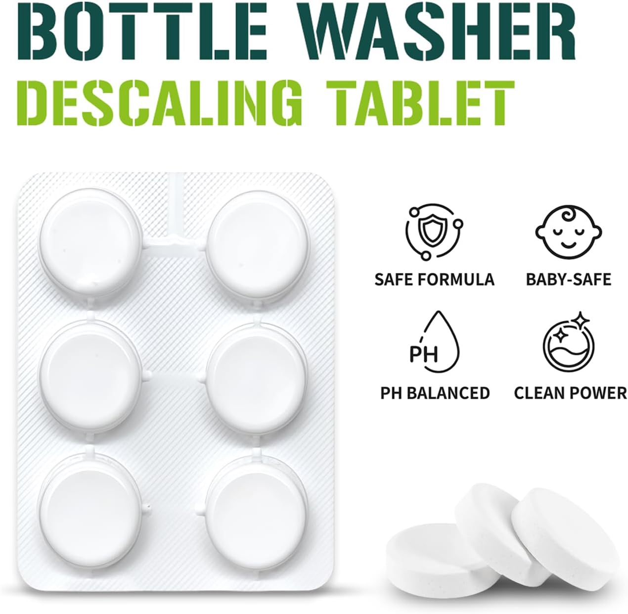 Baby Bottle Washer Descaling Tablet, Descaler Tablet to Remove Limescale & Mineral Buildup, Compatible with most baby bottle washers, 12 Count