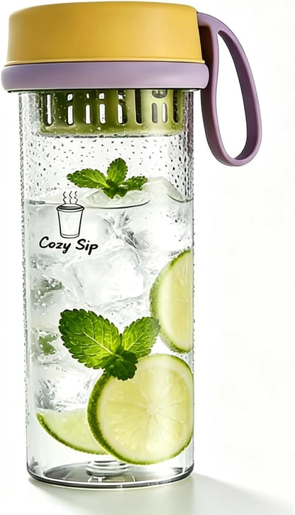 Fruit Infuser Water Bottle,17oz, Clear Water Bottle, Leakproof Plastic Water Bottle,Lightweight for Coffee, Tea, Fruit and Drinks, Shatter Proof, Reusable for Indoor & Outdoor(Orange)