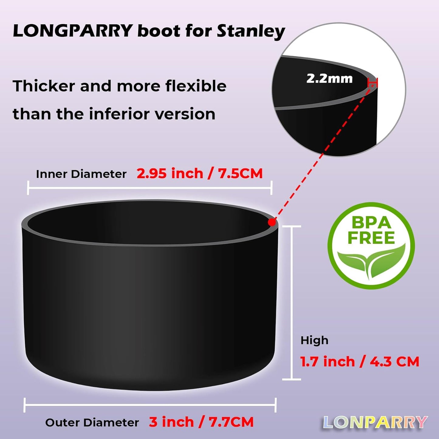 2-Pack Silicone Boot for Stanley Cup 30oz & 40oz, Anti-Slip & Noise Reducing Bottom Protector, BPA-Free Tumbler Base Cover for Quencher H2.0 30/40oz & IceFlow 20/30oz, Accessories for Car & Travel