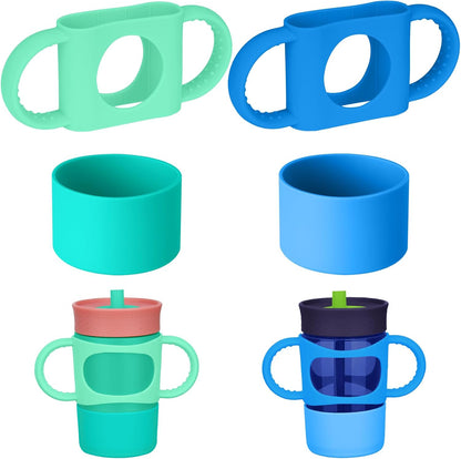 NiHome Silicone Double Handle & Boot Fit for Owala Kids’ Tumbler Zak Kelso Tumbler 12oz 15oz, Easy to Install for Toddlers to Grip & Train, Shock-Absorbing Bottom Sleeve Drop Protection (Blue)