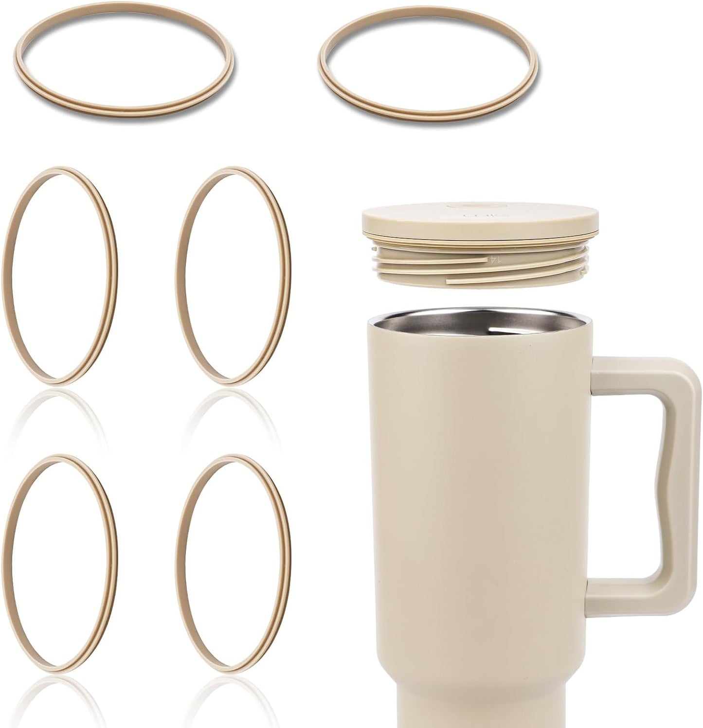 6pcs Replacement Gasket Rings Compatible with Simple Modern 40 oz Tumbler, 3.35 Inch Leak-Proof 40 oz Replacement Rubber Lid Seals Gaskets BPA Free Water Bottle Accessories (Gray)
