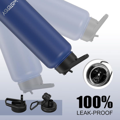 40oz Insulated Water Bottle (Cold for 48 Hrs),BPA Free&Leak Proof,Stainless Steel Water Flask,Water Jug with Straw Spout Lids for Gym,Hiking,Travel,Black Blue