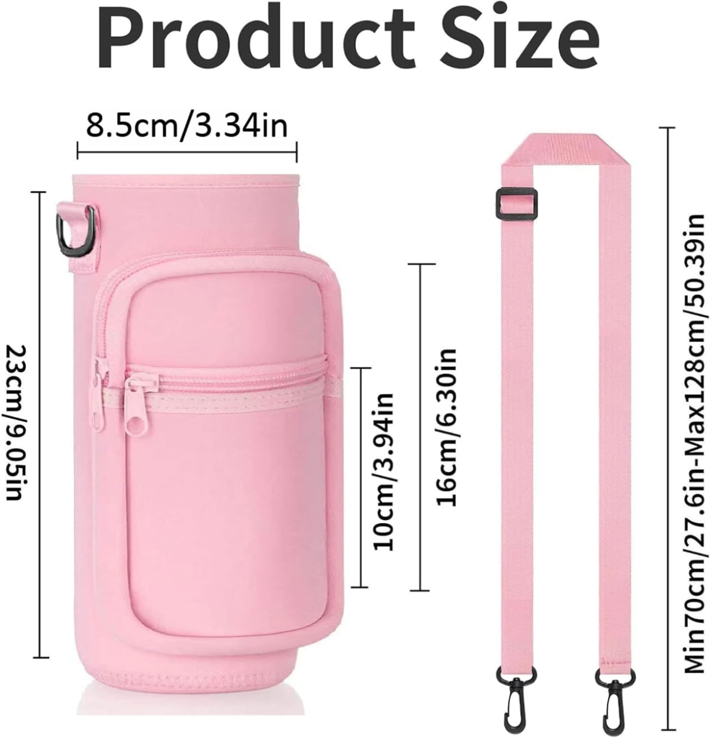 Water Bottle Holder with Strap, Insulated Crossbody Sling Bag, Carrier with Phone Pocket for Walking Hiking Camping Fishing