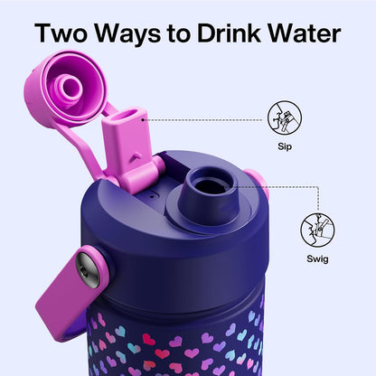 ENCOOL Insulated Water Bottle with Straw Stainless Steel Water Bottle, Leak-Proof, BPA-Free, Double Wall Vacuum Keeps Cold for 24 Hours for Sports, Travel, School (26 oz, Cotton Candy) - Colors A