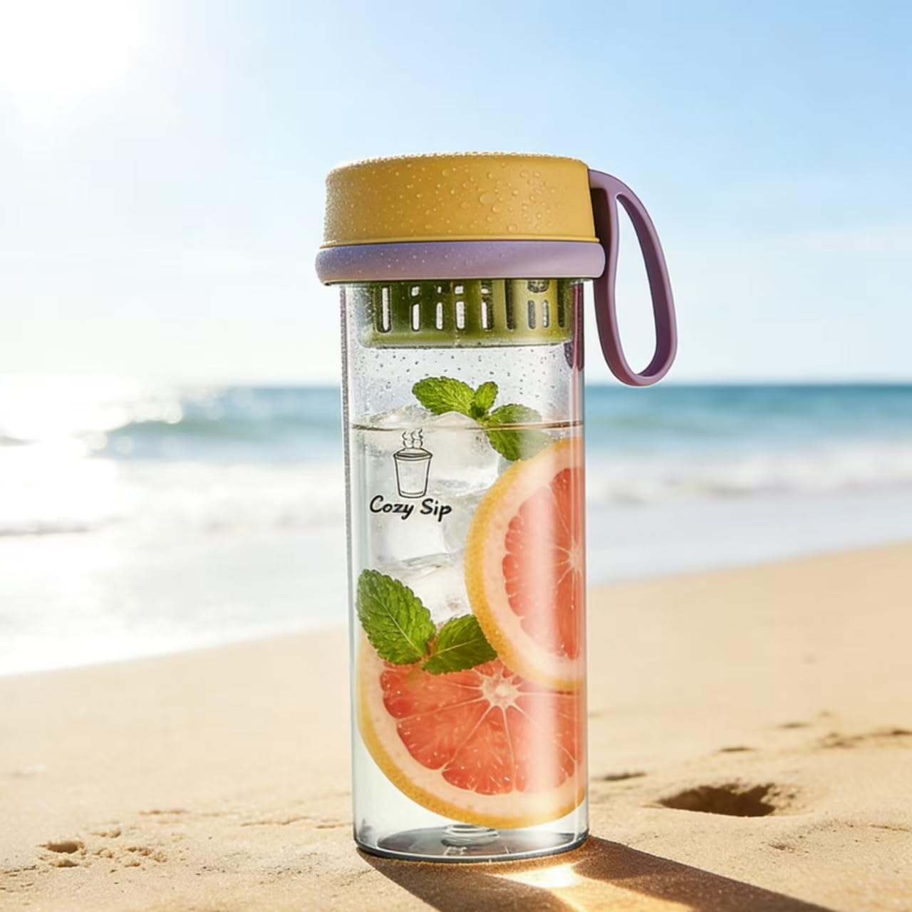 Fruit Infuser Water Bottle,17oz, Clear Water Bottle, Leakproof Plastic Water Bottle,Lightweight for Coffee, Tea, Fruit and Drinks, Shatter Proof, Reusable for Indoor & Outdoor(Orange)