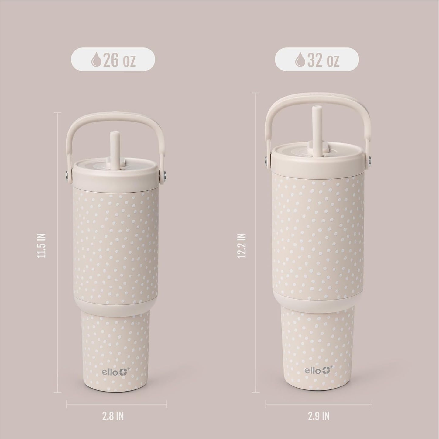 Ello Oasis Go+ 26oz Tumbler with Top Handle and Retracting Straw | Reusable Insulated Stainless Steel Cup, 100% Leakproof Water Bottle, 24 Hours Cold, Cup Holder Friendly For Travel | Wild Rasberry