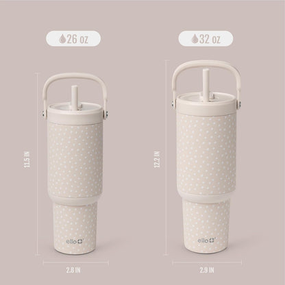 Ello Oasis Go+ 26oz Tumbler with Top Handle and Retracting Straw | Reusable Insulated Stainless Steel Cup, 100% Leakproof Water Bottle, 24 Hours Cold, Cup Holder Friendly For Travel | Wild Rasberry