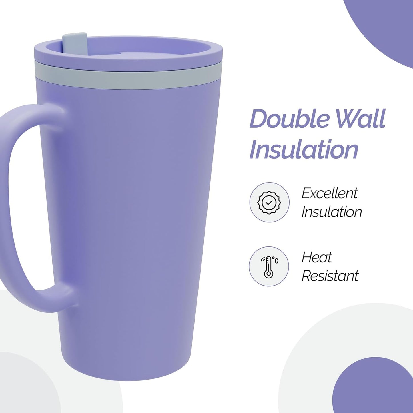 Copco Cone Desk Mug, 16 oz - Double Wall Insulated Coffee Mug with Twist-Off Lid, Handle & Slide Tab - Travel-Friendly Cup for Hot or Cold Drinks, BPA-Free, Microwave & Dishwasher Safe (Brown)