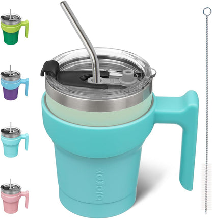 BJPKPK Tumbler With Handle And Straw Lid 40 oz Stainless Steel Insulated Coffee Tumbler Cups For Home, Office or Car,Turquoise