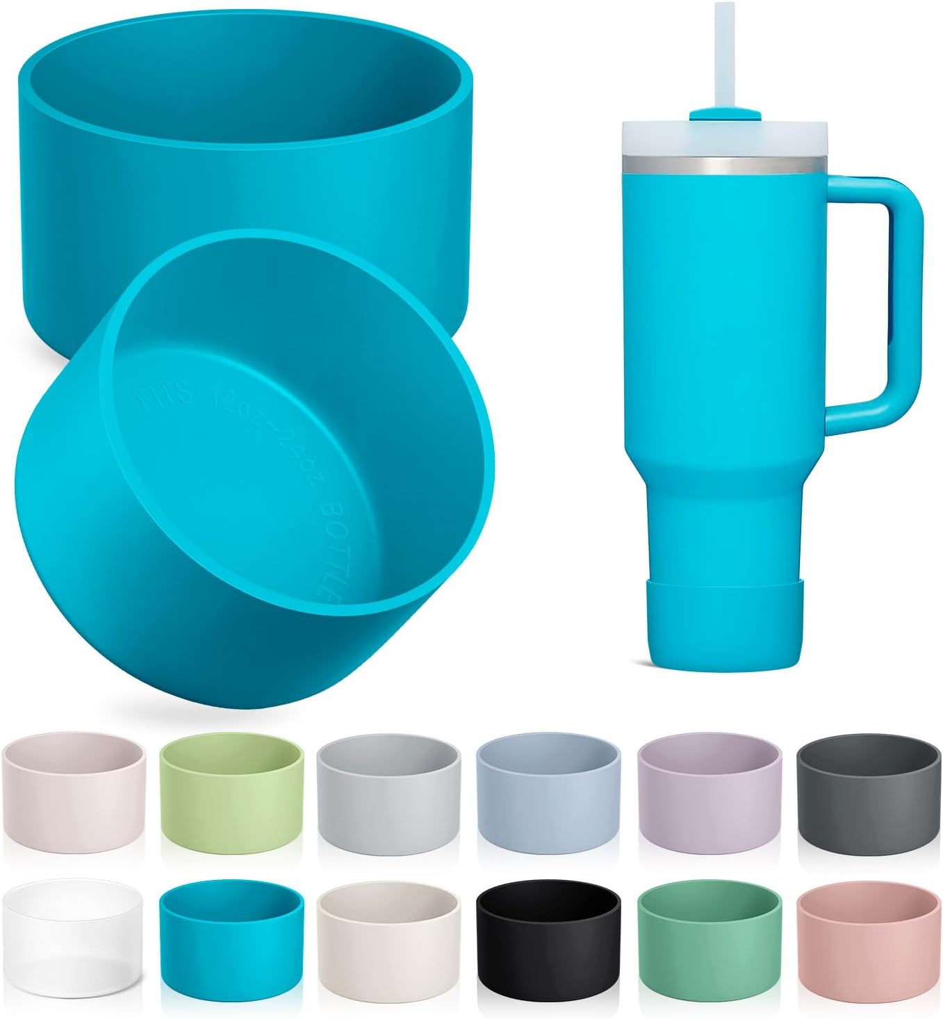 KTKUDY 2-Pack Silicone Boot for Stanley Tumbler 40 30 20 oz & Intended for Hydro Flask 12-24 oz - Cup Boot fit Select Yeti, Simple Modern, Owala Water Bottle - Bottom Cover Accessories Fit Stanley Cup